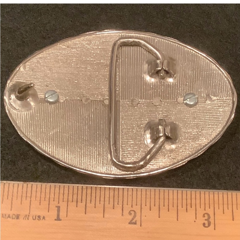 1925 Peace Dollar on white metal belt buckle bezel mount - Picture 10 of 10